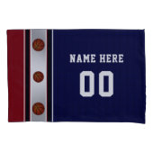 えんじ色、白くおよび青のバスケットボールの枕箱 枕カバー (正面左)