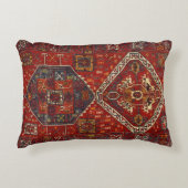 えんじ色no5の東洋の敷物のデザイン アクセントクッション (正面)