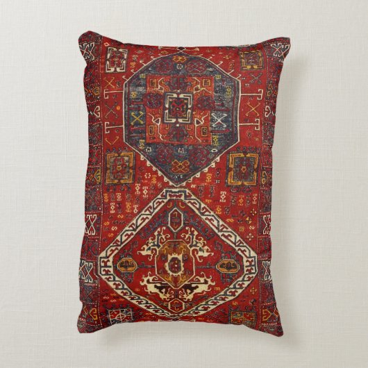 えんじ色no5の東洋の敷物のデザイン アクセントクッション (裏面(縦))