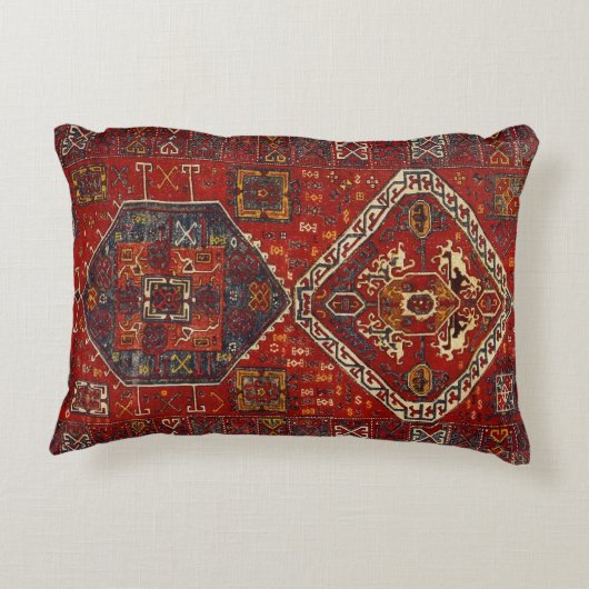 えんじ色no5の東洋の敷物のデザイン アクセントクッション (裏面)