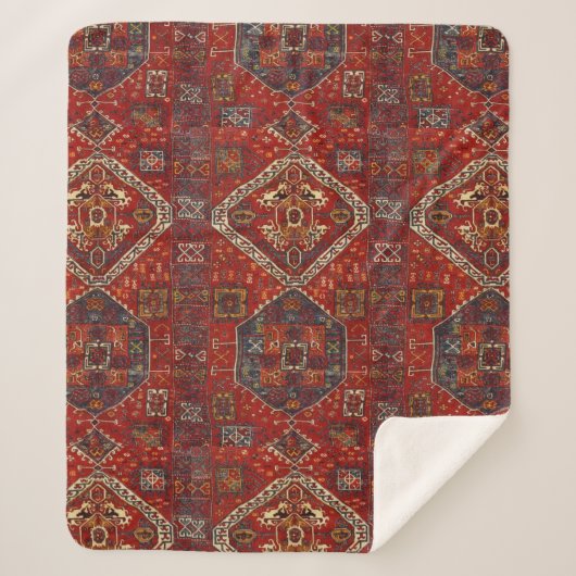 えんじ色no5の東洋の敷物のデザイン シェルパブランケット (正面)