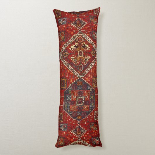 えんじ色no5の東洋の敷物のデザイン ボディピロー (裏面 (縦))