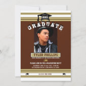 えんじ・しろ・きんの卒業写真パーティー 招待状 (正面)