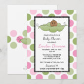 えんどうの実の女の子 ベビーシャワーの招待状 │ 肌の色が濃い 招待状 (正面/裏面)