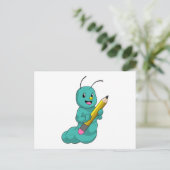 えんぴつを持つケータピラー ポストカード (スタンド正面)