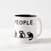 "え、人々 — 笑える猫マグ" ツートーンマグカップ (正面右)
