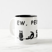 "え、人々 — 笑える猫マグ" ツートーンマグカップ (正面左)