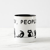 "え、人々 — 笑える猫マグ" ツートーンマグカップ (中央)
