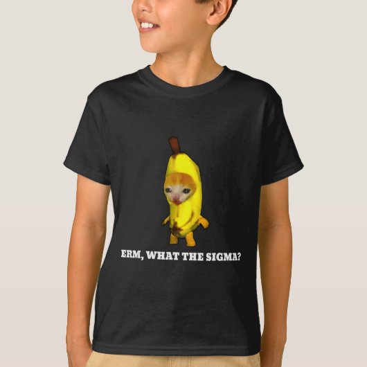 え、何シグマ_ 猫ミーム 男女 キッズ Tシャツ (正面)