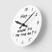 おいおもしろい時間はどこへ行った ラウンド壁時計 (傾斜)