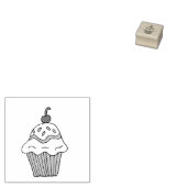 おいしいお洒落カップケーキさくらんぼを上に ラバースタンプ (押印)