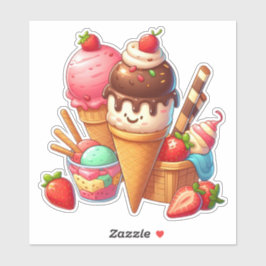 おいしいかわいいアイスクリーム シール