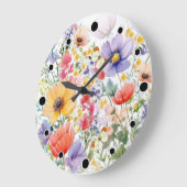 おいしいかわいらし夏のフローラ ラージ壁時計 (傾斜)