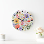 おいしいかわいらし夏のフローラ ラージ壁時計 (ホーム)