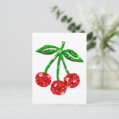 おいしいさくらんぼグリッターグラフィックフーズフルーツ ポストカード (スタンド正面)