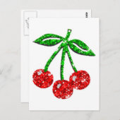 おいしいさくらんぼグリッターグラフィックフーズフルーツ ポストカード (正面/裏面)