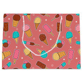 おいしいアイスクリームの美味しさ |濃いピンクのトリート ラージペーパーバッグ (正面)