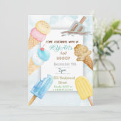 おいしいアイスクリームをテーマにした誕生日パーティーの招待状 招待状 (スタンド正面)