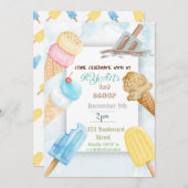 おいしいアイスクリームをテーマにした誕生日パーティーの招待状 招待状 (正面/裏面)