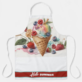 おいしいアイスクリームコーンとフルーツ、こんにちは夏 エプロン