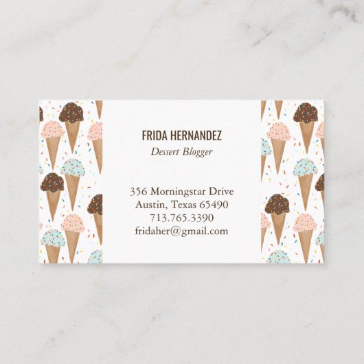 おいしいアイスクリームコーン名刺デザイン 名刺 (裏面)