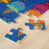 おいしいアイスクリームコーン食品オレンジブルーグリーン ジグソーパズル (側面)