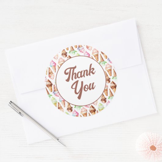 おいしいアイスクリームコーン ラウンドシール (封筒)