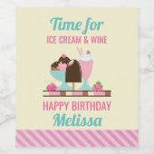 おいしいアイスクリームデザート誕生日 ワインラベル (シングルラベル)