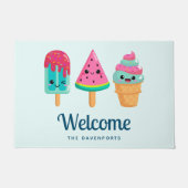 おいしいアイスクリームトリオサマービーブウェルカム ドアマット (正面)