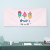 おいしいアイスクリームトリオサマービーブビジネス 横断幕 (トレードショー)