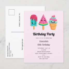 おいしいアイスクリームトリオサマーヴィベ誕生日 インビテーションポストカード