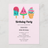 おいしいアイスクリームトリオサマーヴィベ誕生日 インビテーションポストカード (正面)