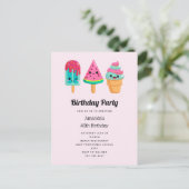 おいしいアイスクリームトリオサマーヴィベ誕生日 インビテーションポストカード (スタンド正面)