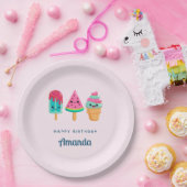 おいしいアイスクリームトリオサマーヴィベ誕生日 ペーパープレート (パーティー)