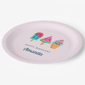 おいしいアイスクリームトリオサマーヴィベ誕生日 ペーパープレート (アングル)