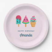 おいしいアイスクリームトリオサマーヴィベ誕生日 ペーパープレート (正面)