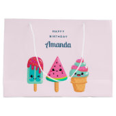 おいしいアイスクリームトリオサマーヴィベ誕生日 ラージペーパーバッグ (裏面)