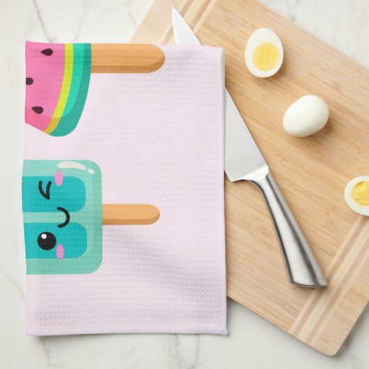 おいしいアイスクリームトリオサマーヴィーブ キッチンタオル (四つ折り)
