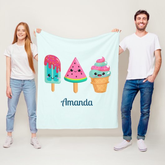 おいしいアイスクリームトリオサマーヴィーブ フリースブランケット (インサイチュ)