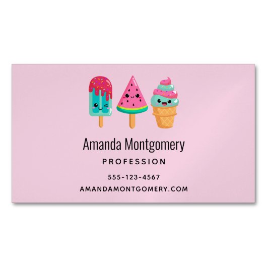 おいしいアイスクリームトリオサマーヴィーブ マグネット名刺 (正面)