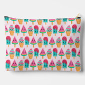 おいしいアイスクリームトリオ夏のパターン アクセサリーポーチ (裏面)