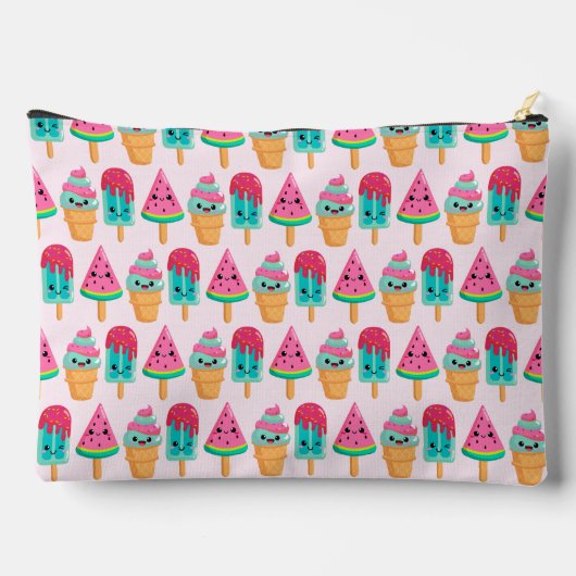 おいしいアイスクリームトリオ夏のパターン アクセサリーポーチ (裏面)