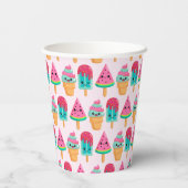 おいしいアイスクリームトリオ夏のパターン 紙コップ (裏面)