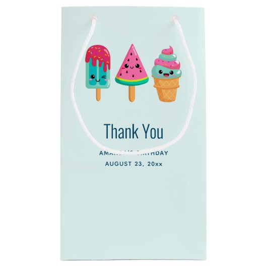 おいしいアイスクリームトリオ夏の雰囲気ありがとう スモールペーパーバッグ (裏面)
