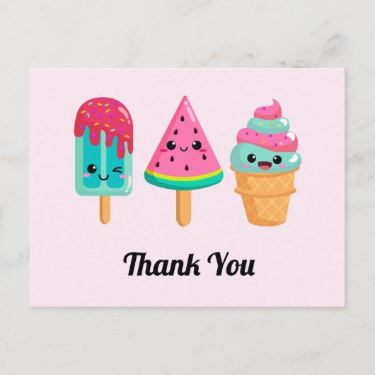 おいしいアイスクリームトリオ夏の雰囲気ありがとう ポストカード (正面)