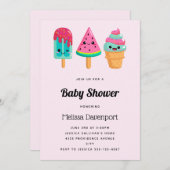 おいしいアイスクリームトリオ夏ビビーベイビーシャワー 招待状 (正面/裏面)