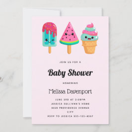 おいしいアイスクリームトリオ夏ビビーベイビーシャワー 招待状