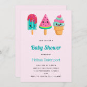 おいしいアイスクリームトリオ夏ビビーベイビーシャワー 招待状 (正面/裏面)