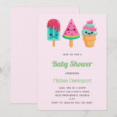 おいしいアイスクリームトリオ夏ビビーベイビーシャワー 招待状 (正面/裏面)