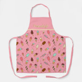 おいしいアイスクリームパターン |ストロベリーピンクエプロン エプロン (正面)